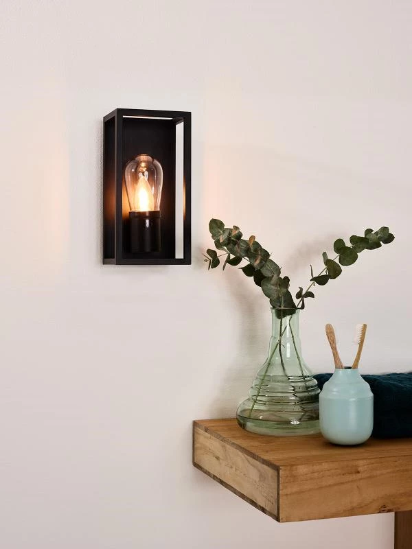 Lucide CARLYN - Wall light Bathroom - 1xE14 - IP54 - Black - atmosphere 1